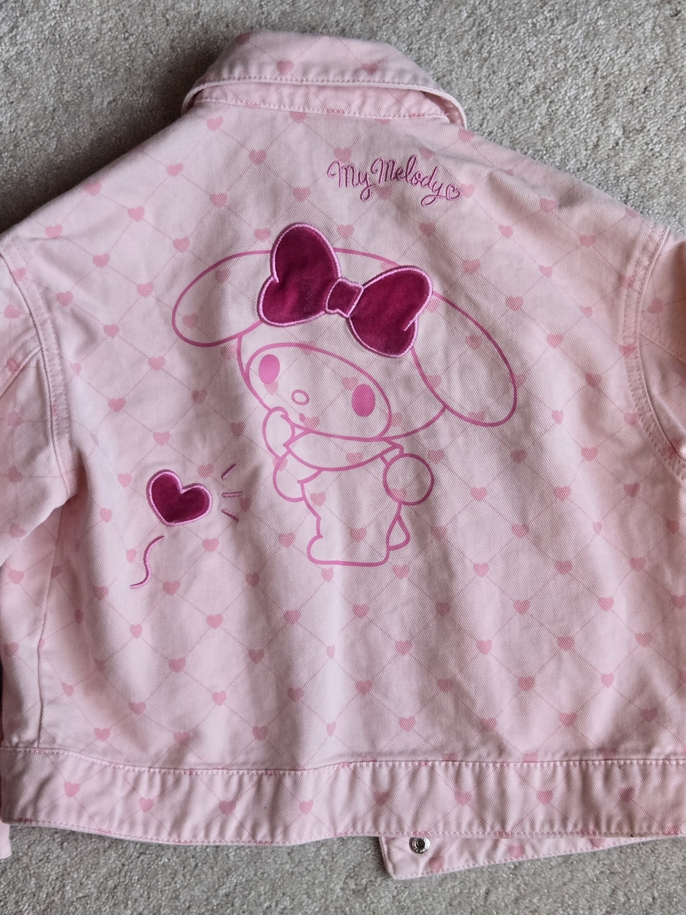 Sanrio My Melody Pink Jean Jacket with Dark Pink Accents